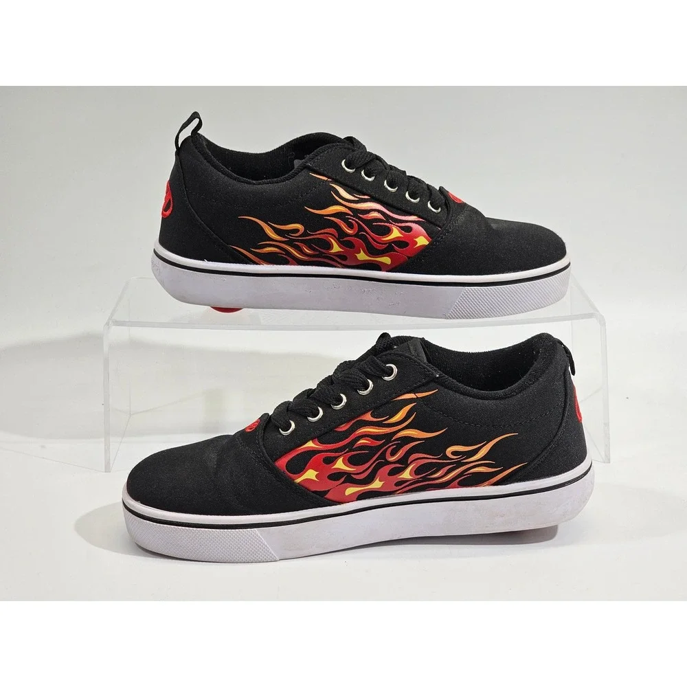 Heelys Pro 20 Prints Kids 6 Black Red Flame Canvas Roller Skate Shoes Sneakers